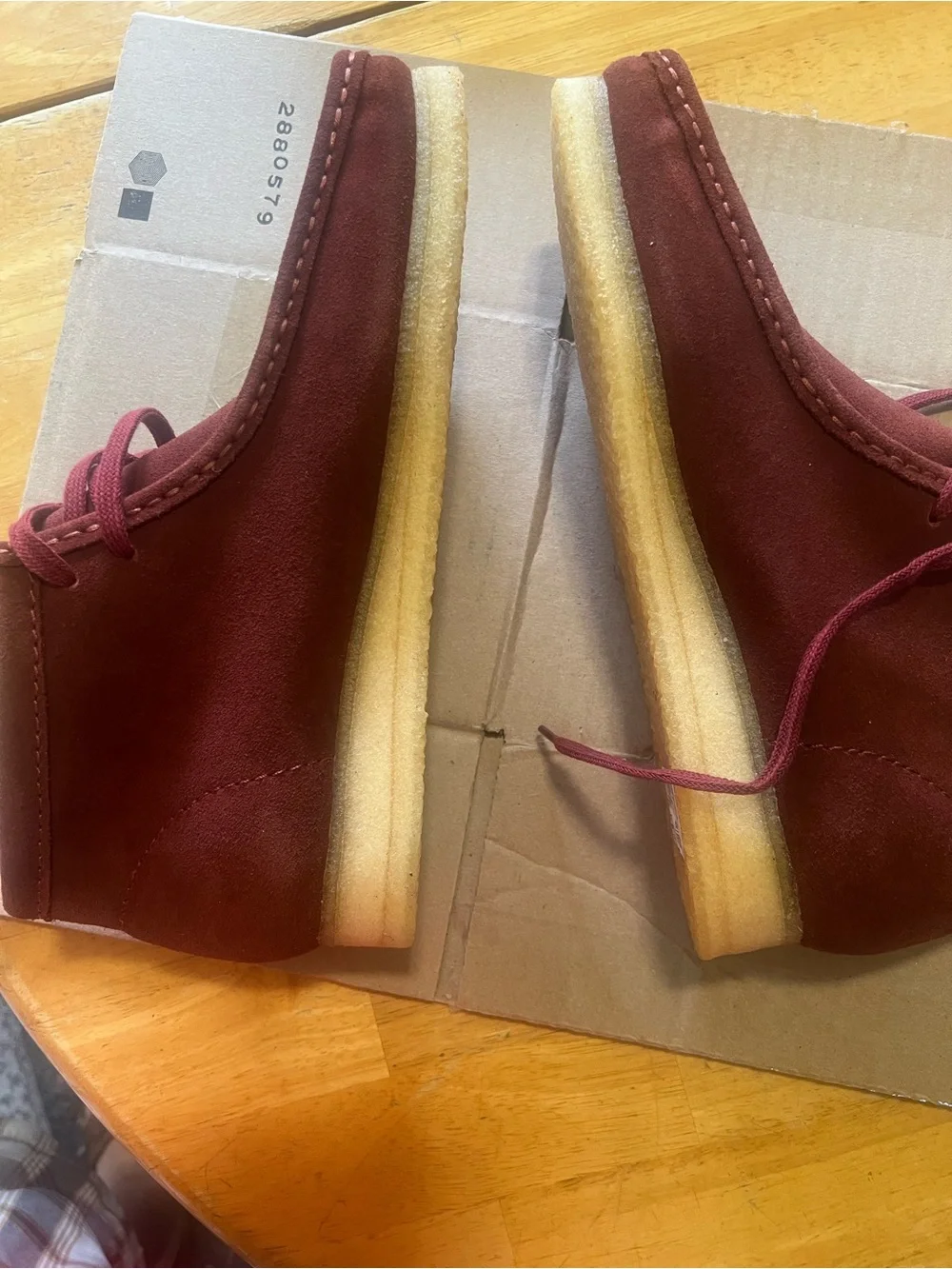 Clarks Men Burgundy Suede Moccasin Lace-Up Shoes